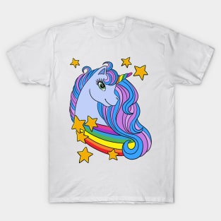 Blue Unicorn Rainbow and Stars T-Shirt